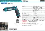 TD022DSE  Máy Bắt Vít Dùng Pin(7.2v) (kèm 02 Pin + Sạc)